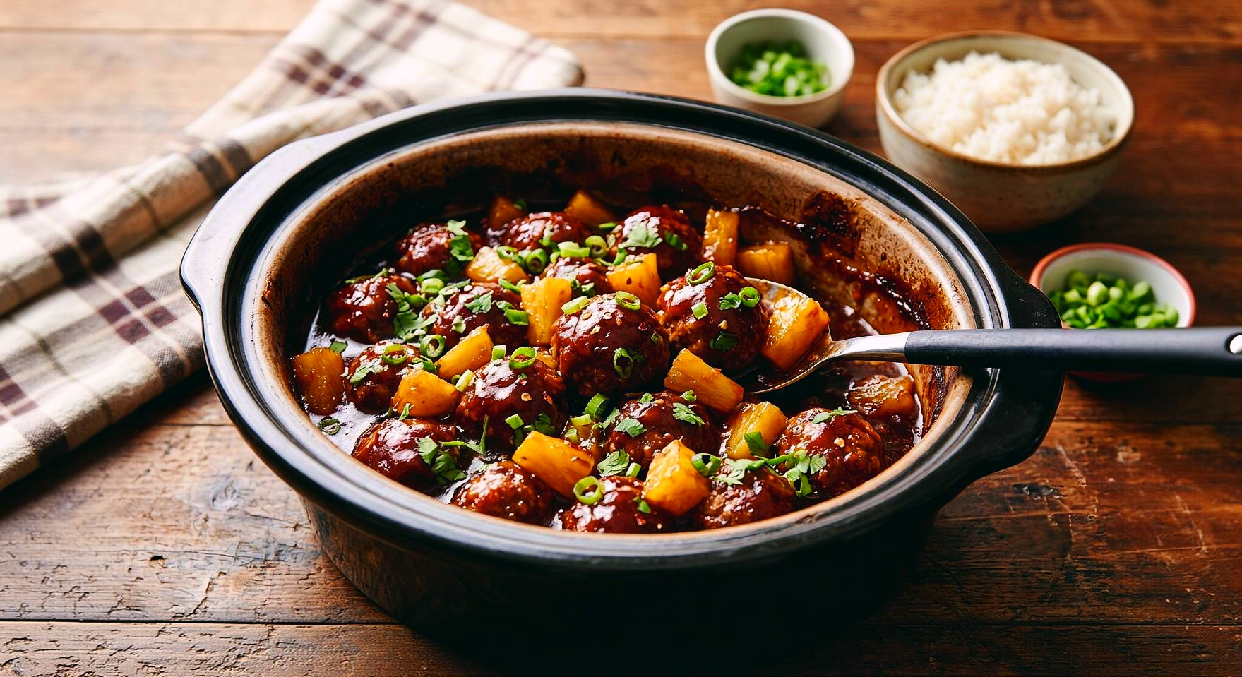 Easy Slow Cooker Pineapple BBQ Meatballs Recipe