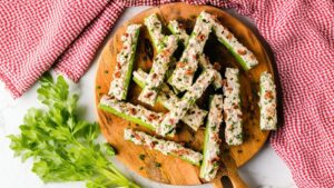 Crunchy Retro Herb and Cheese Stuffed Celery Appetizer