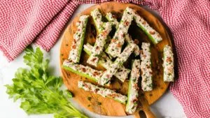 Crunchy Retro Herb and Cheese Stuffed Celery Appetizer