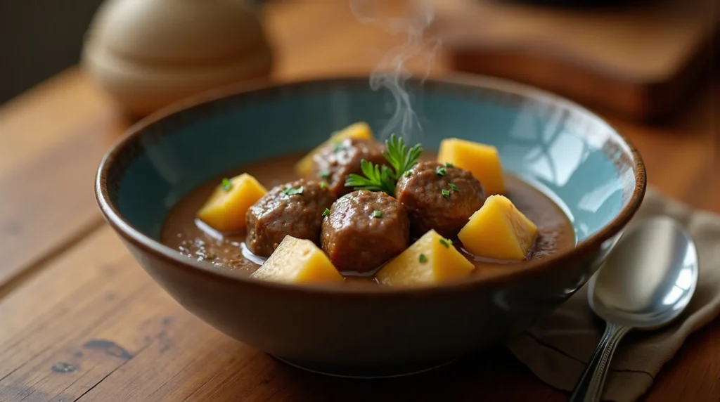 5-Ingredient Slow Cooker Meatball & Potato Stew Recipe