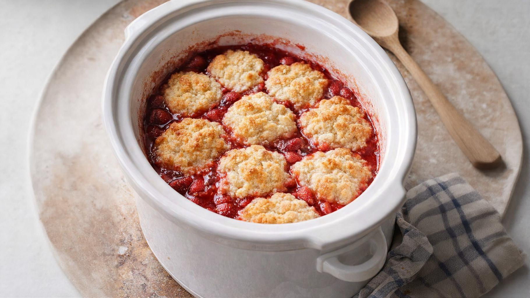 Slow Cooker Strawberry Cobbler: The 4-Ingredient Vintage Secret