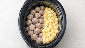 5-Ingredient Slow Cooker Meatball & Potato Stew Recipe