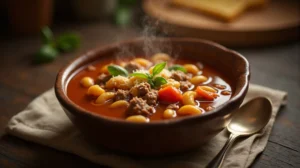 Homemade Beef Macaroni Soup Recipe
