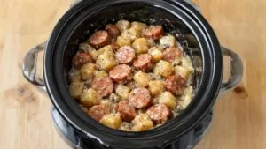 Four-Ingredient Slow Cooker Sausage and Potatoes