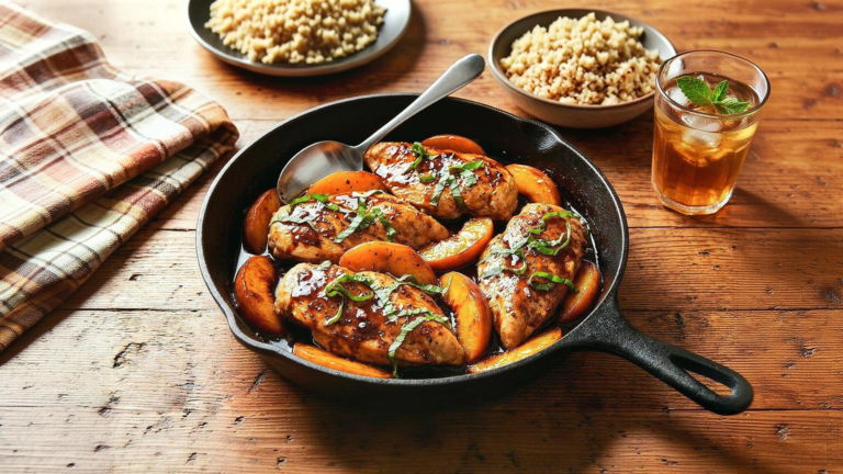 Balsamic Peach Chicken Recipe (Quick Skillet Meal)
