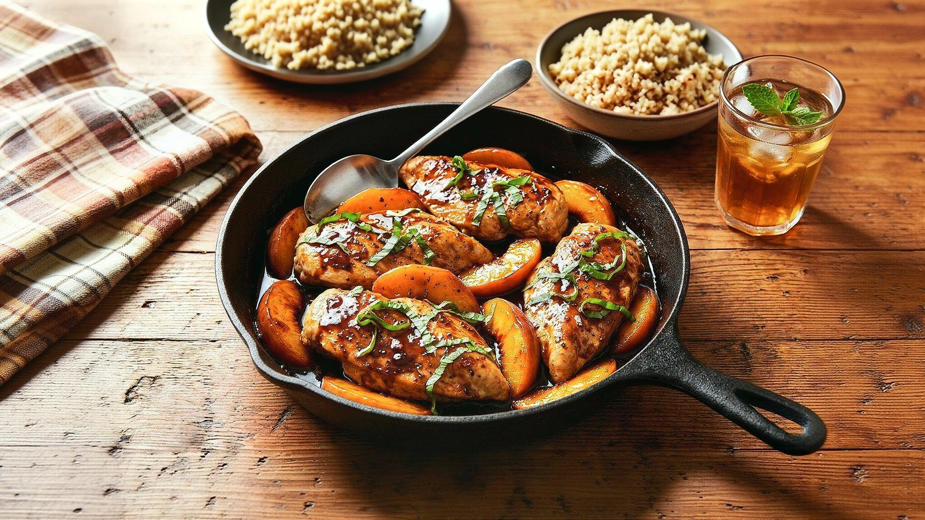 Balsamic Peach Chicken Recipe (Quick Skillet Meal)