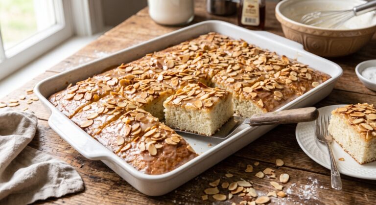 White Texas Almond Sheet Cake Recipe (Southern-Style)