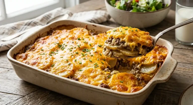 Potato Hamburger Casserole Recipe (Cheesy Comfort)