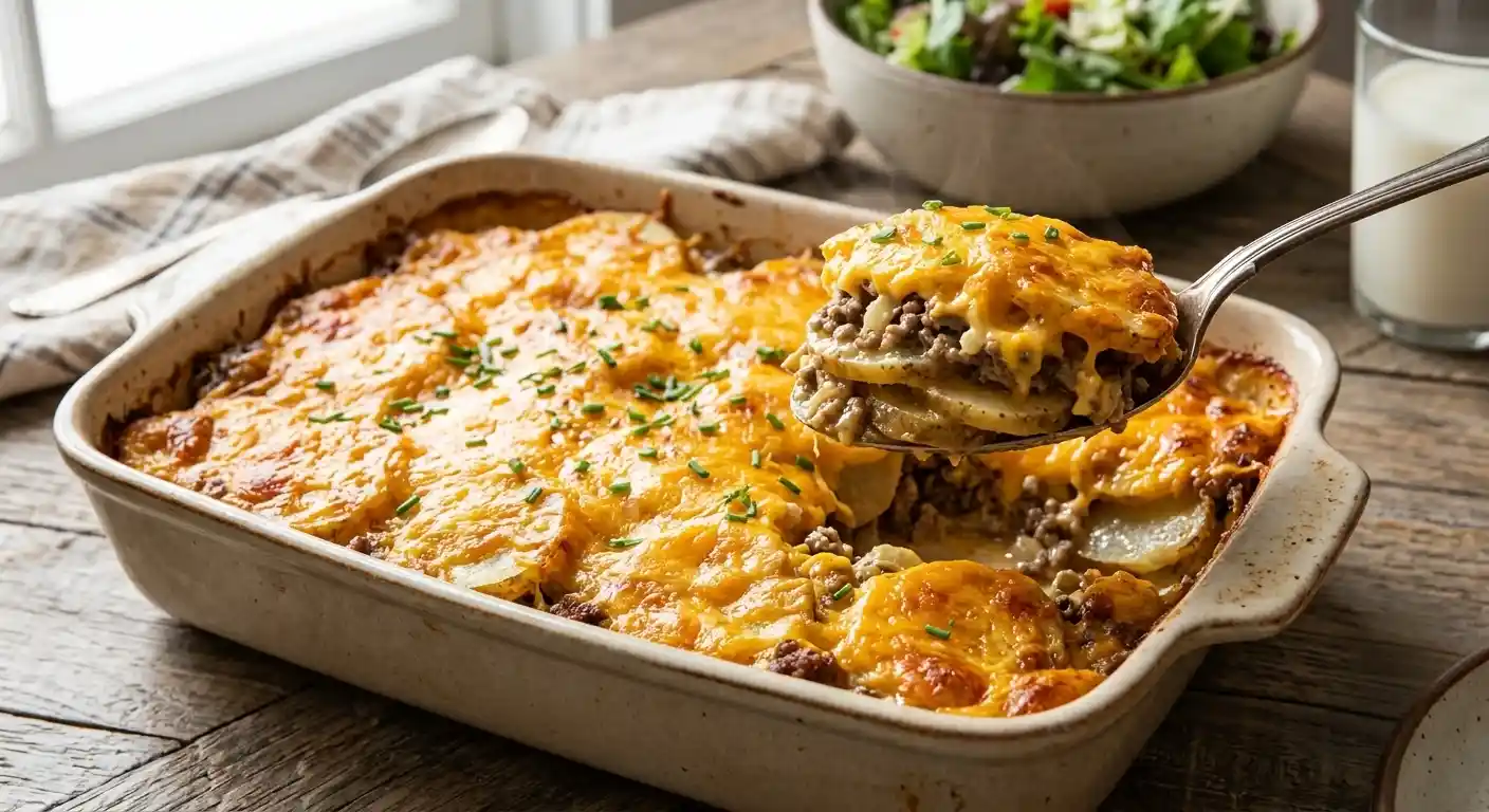 Potato Hamburger Casserole Recipe (Cheesy Comfort)