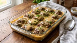 Baked Hamburger Steak with Creamy Mushroom Gravy Recipe