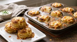 Cheesy Potato Stacks in a Muffin Tin Recipe