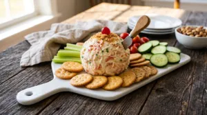 Deviled Crab Cream Cheese Ball with Cheddar and Green Onion Recipe